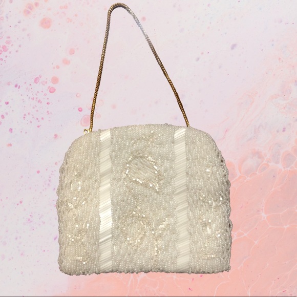 Vintage Handbags - Stunning vintage beaded bridal handbag.